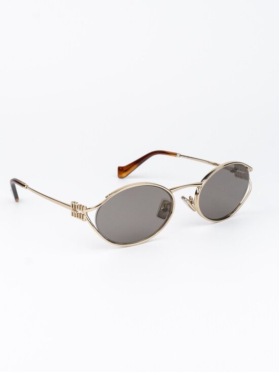 Miu Miu Women Sunglasses LOGO Pale Gold Grey Oval MU52YS ZVN80Q NEW AUTHENTIC main image 9
